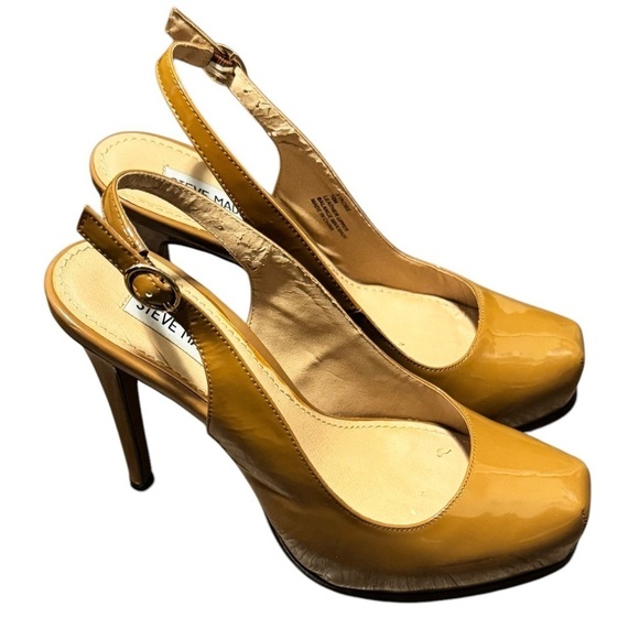 Steve Madden Chunky Slingback Heels Womens Size 10 Neutral - Picture 6 of 9